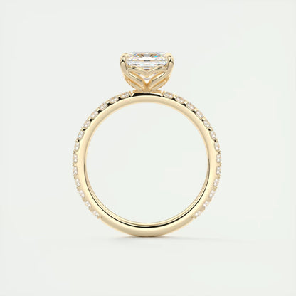 2.50 Ct Royale Pavé Asscher Floral Basket 1.8mm French Set Pavé Ring