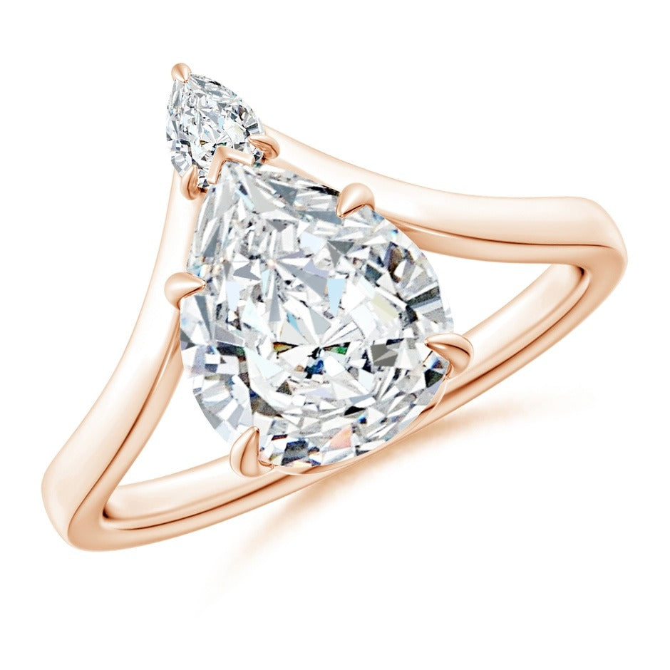 2.65 Ct In Pear Bardot Scallop Engagement Ring