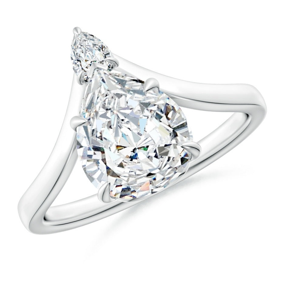 2.65 Ct In Pear Bardot Scallop Engagement Ring
