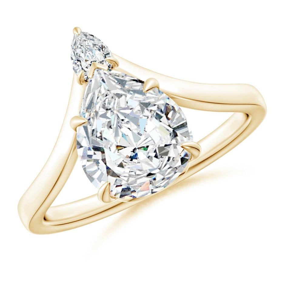 2.65 Ct In Pear Bardot Scallop Engagement Ring