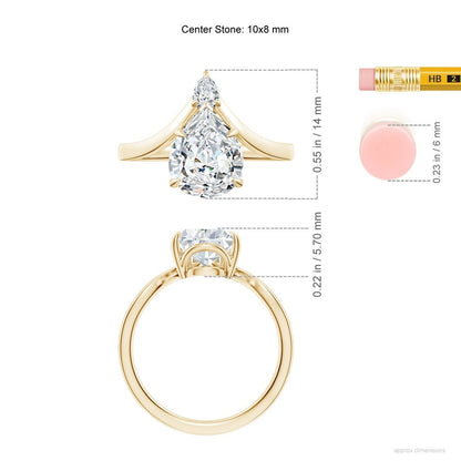 2.65 Ct In Pear Bardot Scallop Engagement Ring