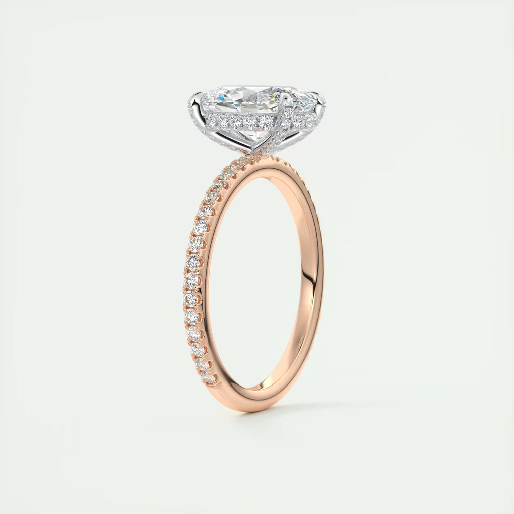 2.40 Ct The Glitterbomb Center Stone Oval Pavé Encrusted Ring