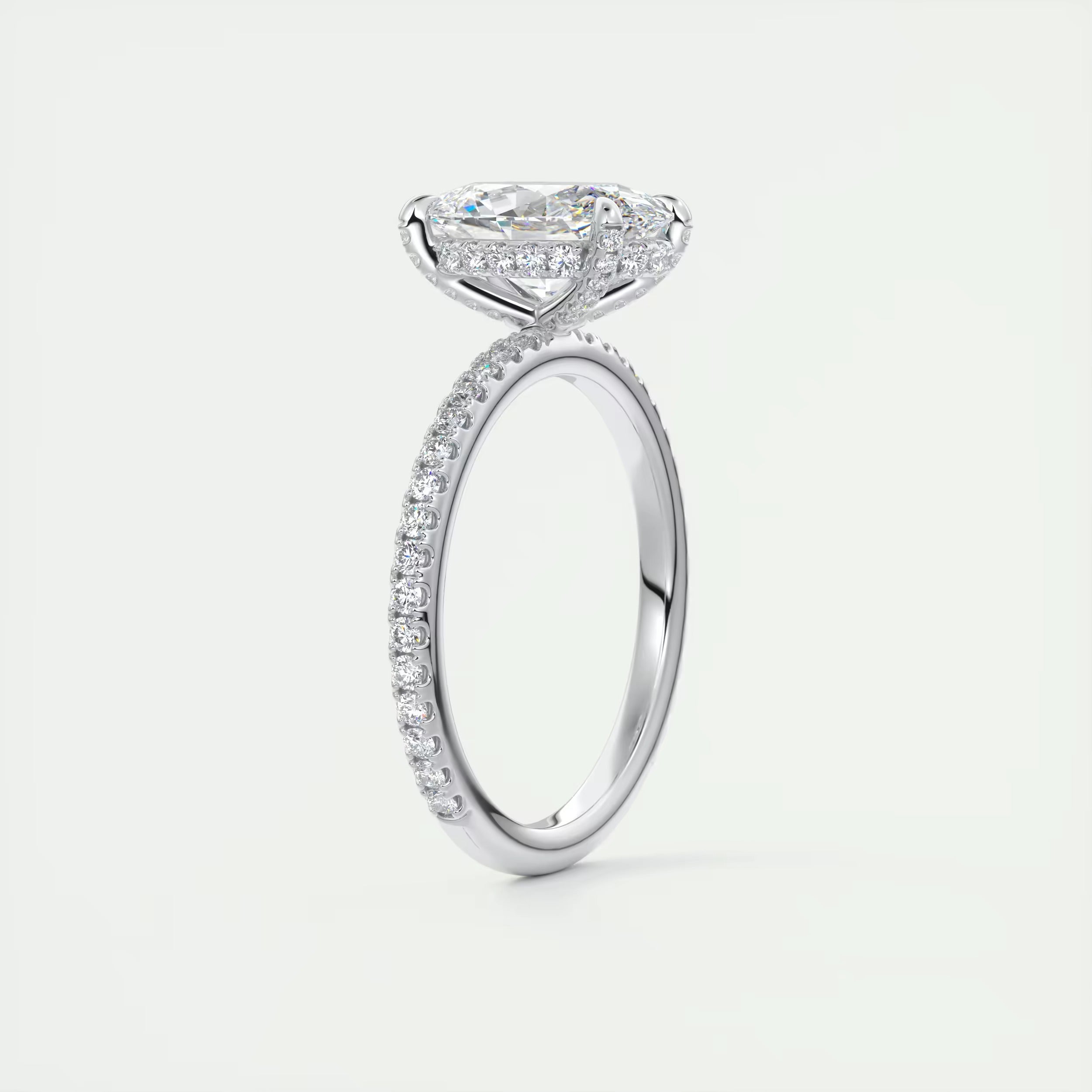 2.40 Ct The Glitterbomb Center Stone Oval Pavé Encrusted Ring