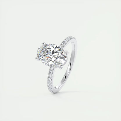 2.40 Ct The Glitterbomb Oval Center Pavé Encrusted Ring