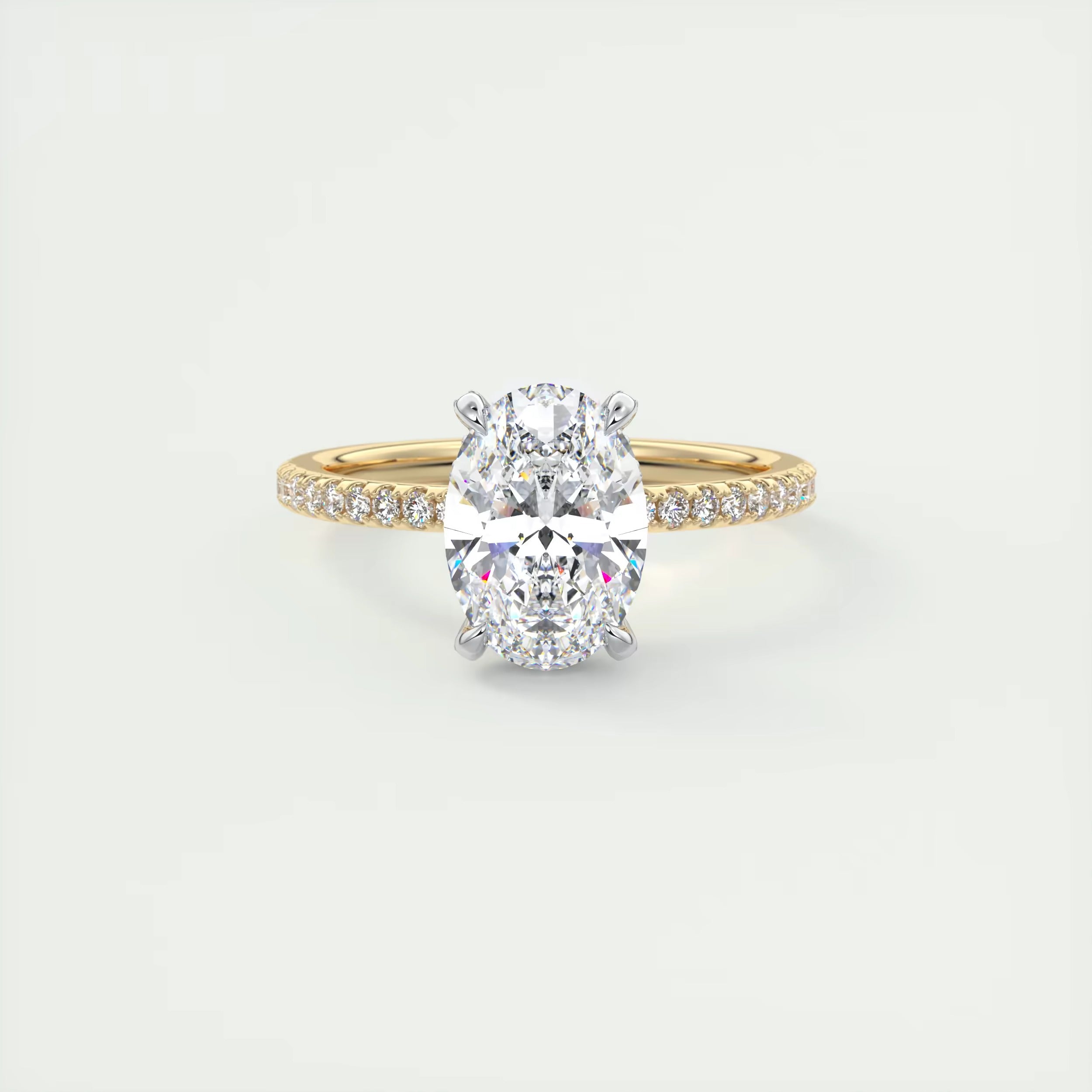 2.40 Ct The Glitterbomb Center Stone Oval Pavé Encrusted Ring