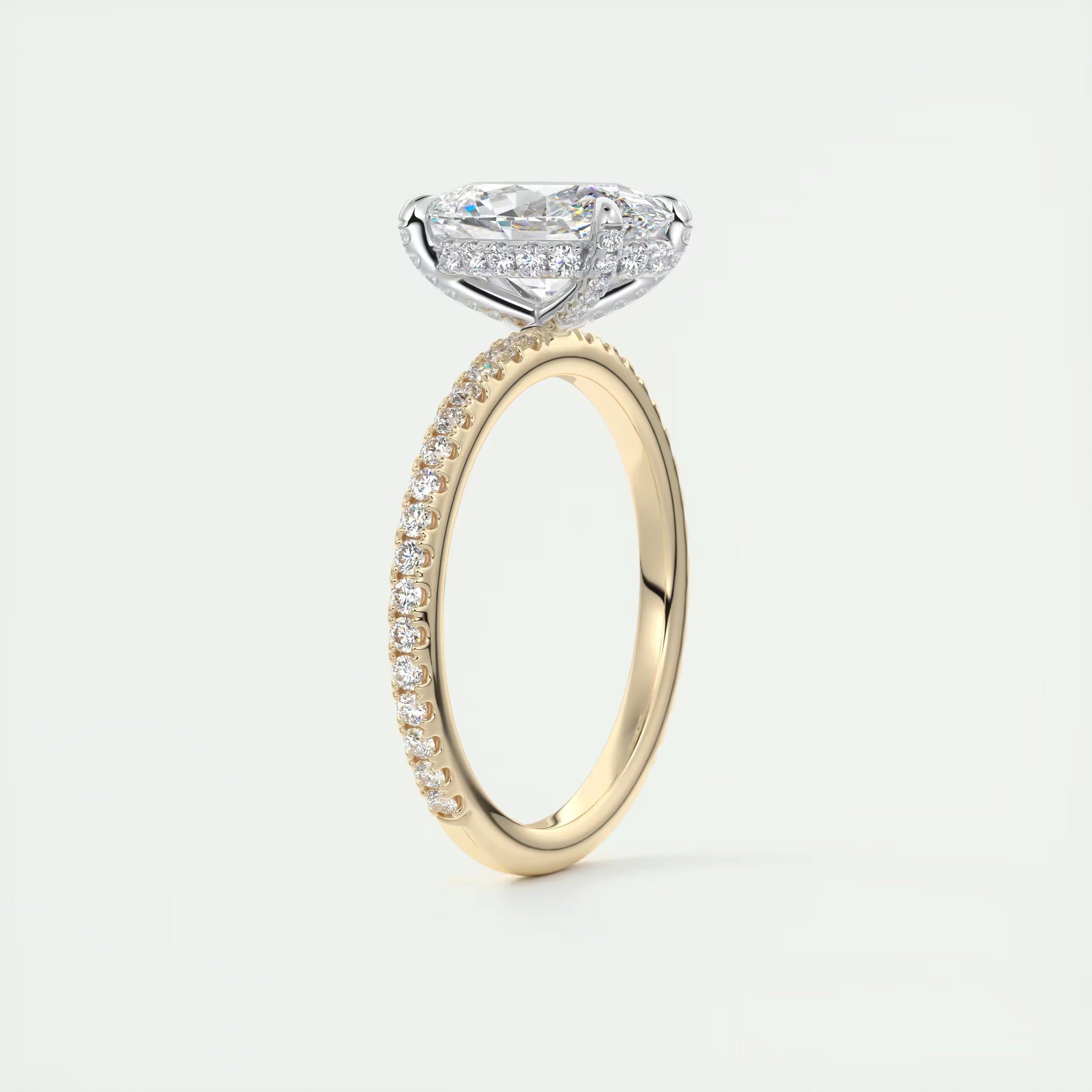 2.40 Ct The Glitterbomb Center Stone Oval Pavé Encrusted Ring