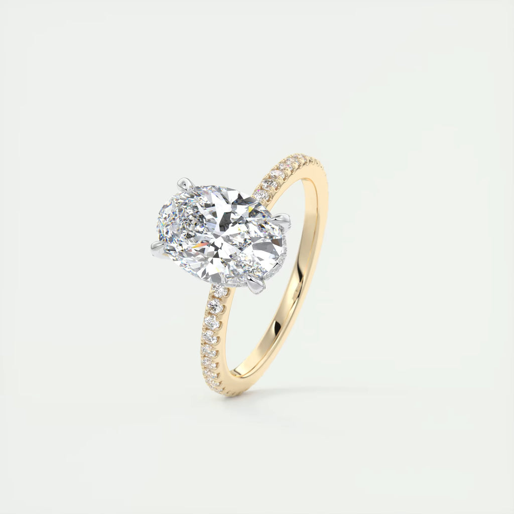 2.40 Ct The Glitterbomb Center Stone Oval Pavé Encrusted Ring