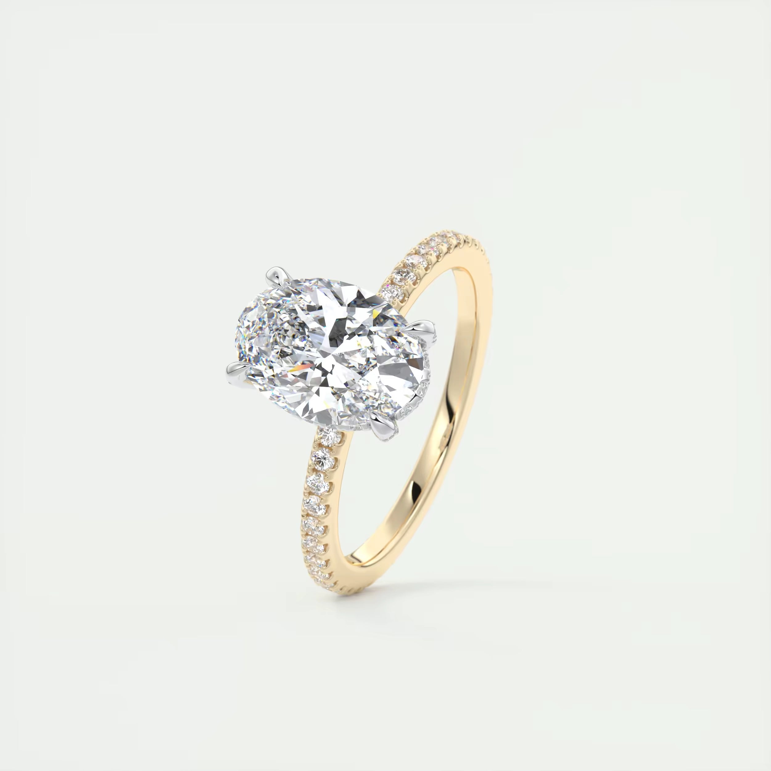 2.40 Ct The Glitterbomb Center Stone Oval Pavé Encrusted Ring