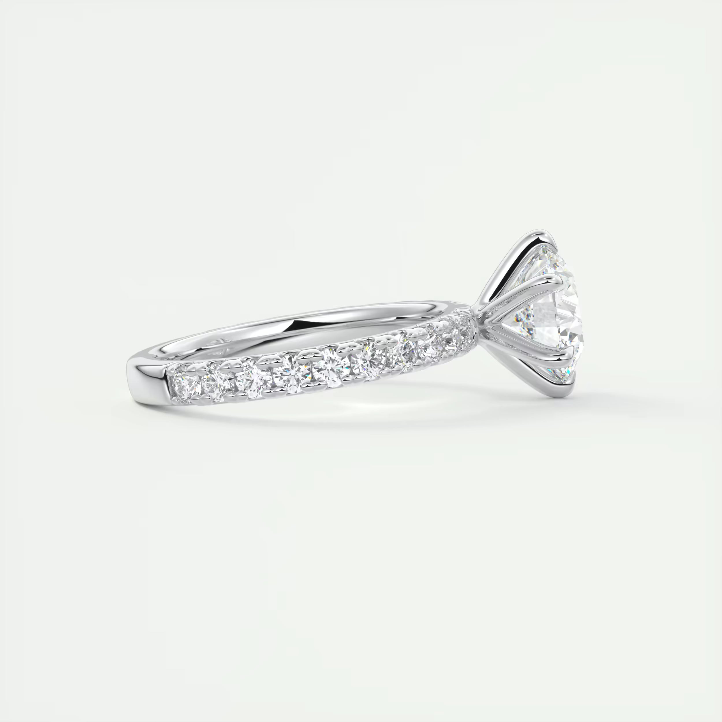 2.50 Ct Round Solitaire Ring with 3/4 French set Pave Flower Engagement Ring