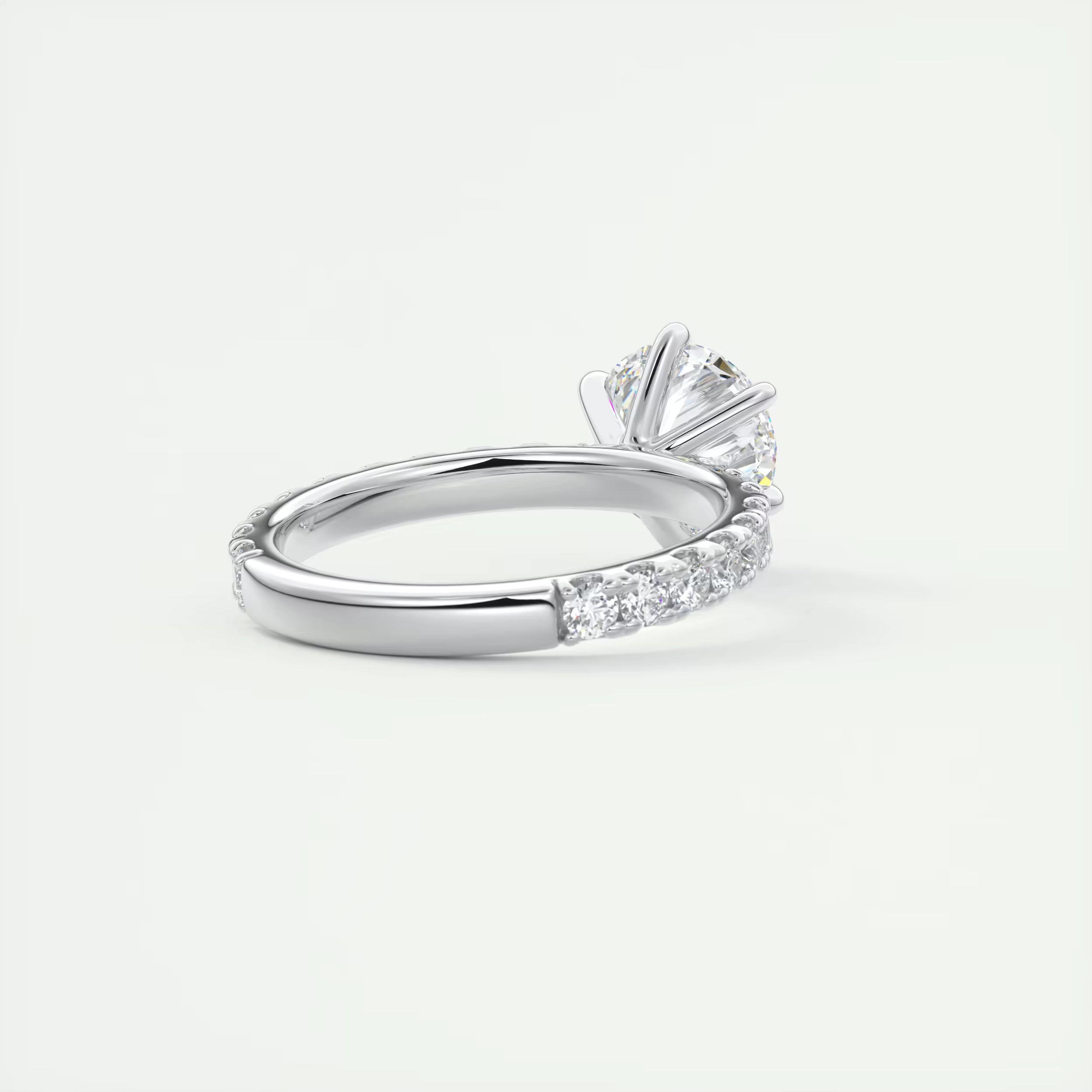 2.50 Ct Round Solitaire Ring with 3/4 French set Pave Flower Engagement Ring