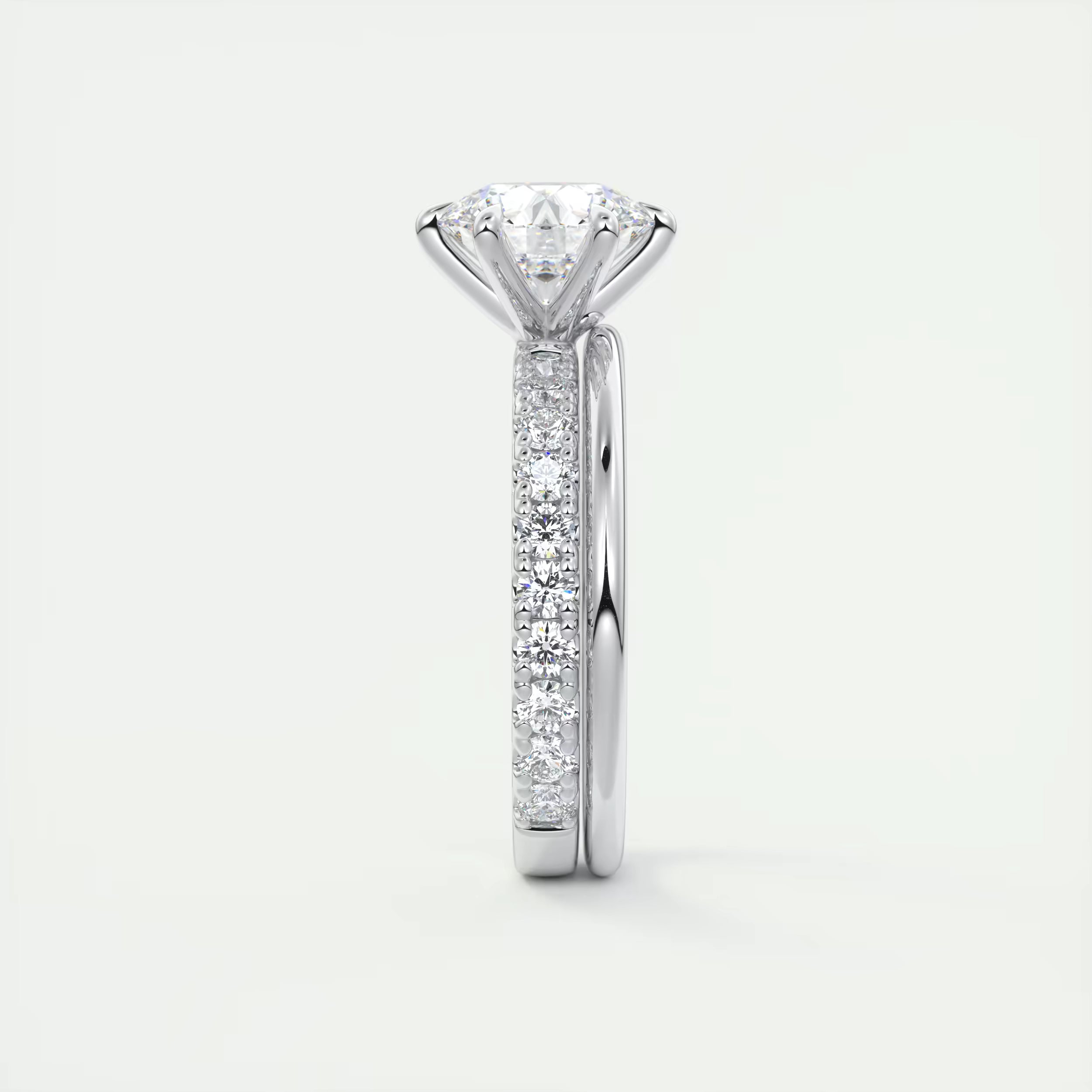 2.50 Ct Round Solitaire Ring with 3/4 French set Pave Flower Engagement Ring