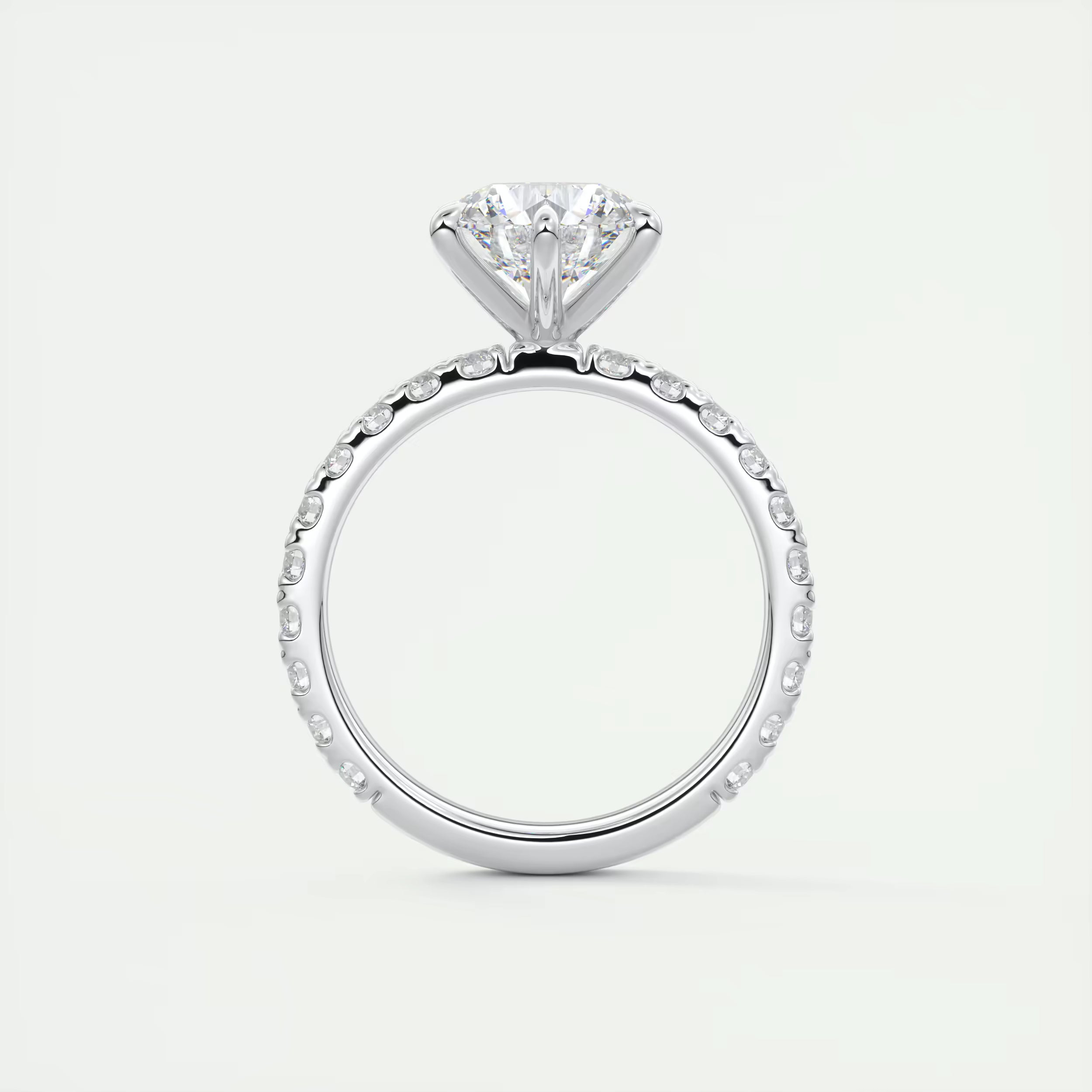 2.50 Ct Round Solitaire Ring with 3/4 French set Pave Flower Engagement Ring