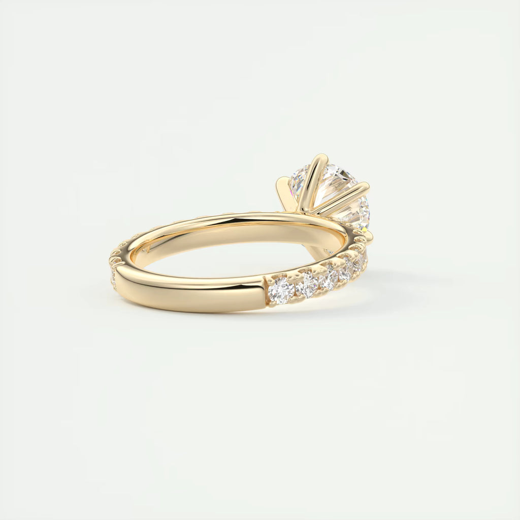 2.50 Ct Round Solitaire Ring with 3/4 French set Pave Flower Engagement Ring