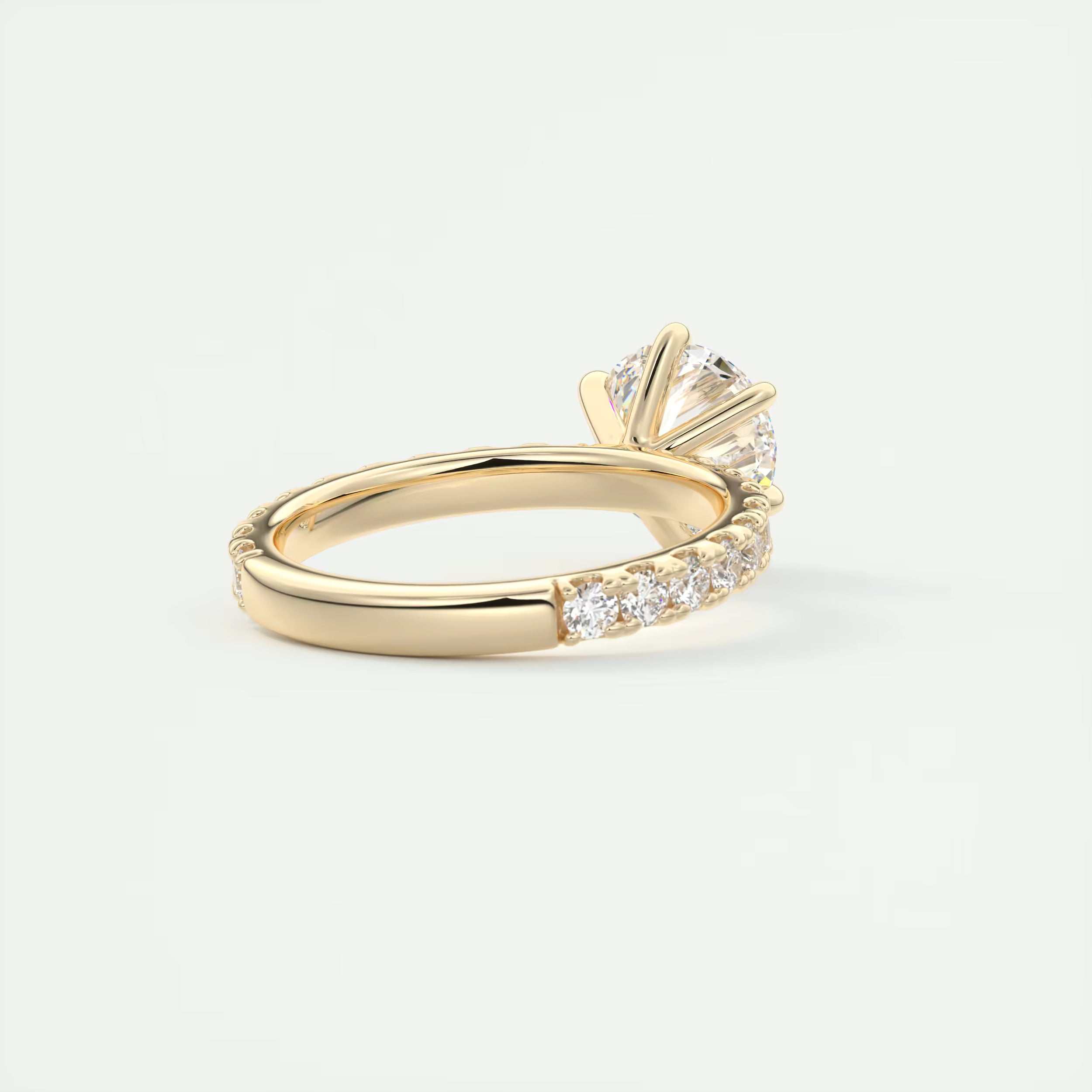 2.50 Ct Round Solitaire Ring with 3/4 French set Pave Flower Engagement Ring