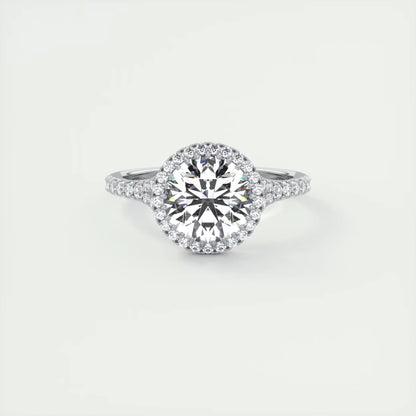 2.50 Ct The French Halo Round Round Diamond with Miniature Prongs Ring