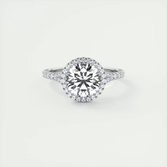 2.50 Ct The French Halo Round Round Diamond with Miniature Prongs Ring