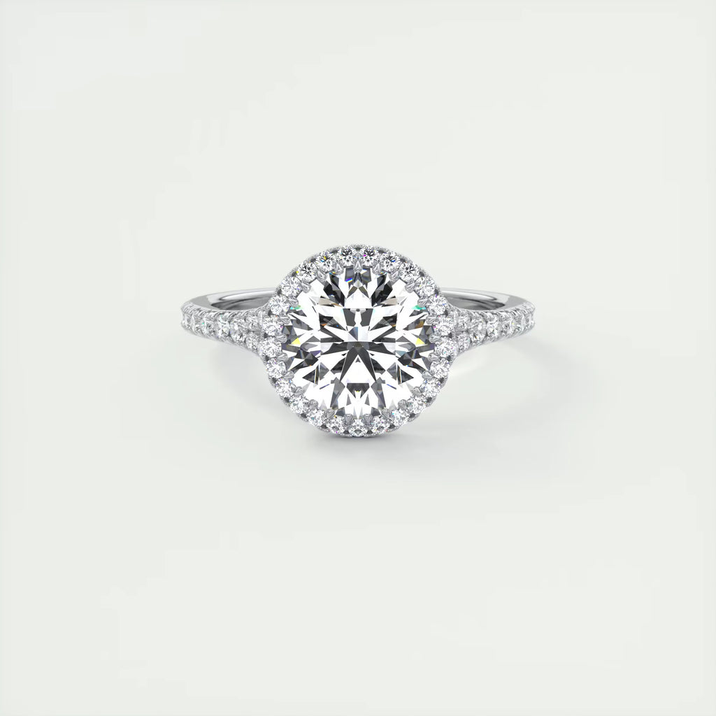 2.50 Ct The French Halo Round Diamond with Miniature Prongs Rings