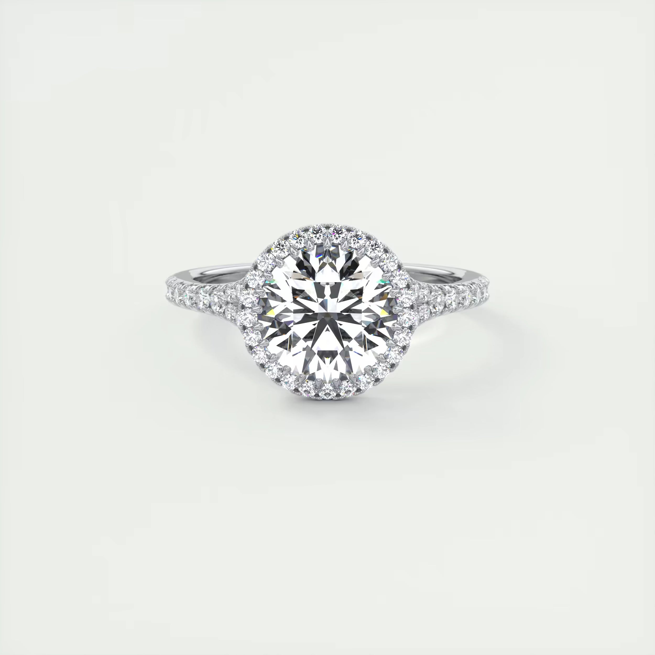 2.50 Ct The French Halo Round Diamond with Miniature Prongs Rings