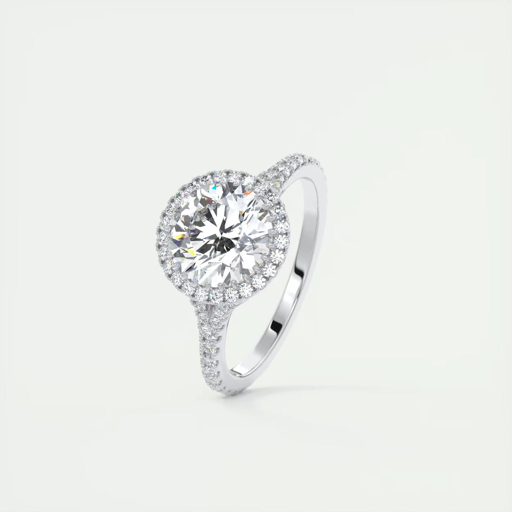 2.50 Ct The French Halo Round Diamond with Miniature Prongs Rings