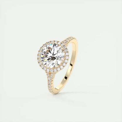 2.50 Ct The French Halo Round Round Diamond with Miniature Prongs Ring
