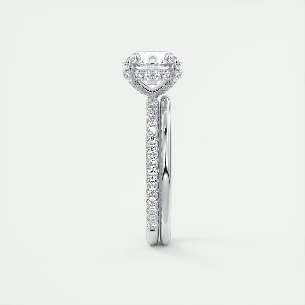 2.40 Ct The Glitter bomb Classic Round Center Pavé Encrusted Rings