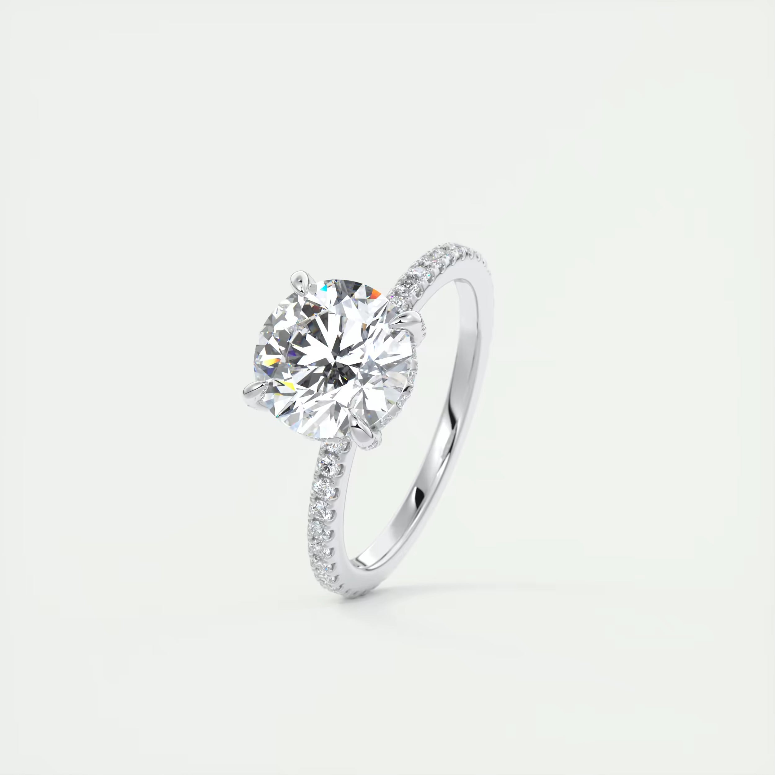 2.40 Ct The Glitter bomb Classic Round Center Pavé Encrusted Rings