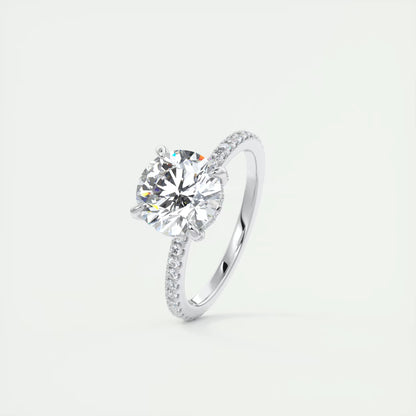 2.40 Ct The Glitterbomb Classic Round Center Pavé Encrusted Ring
