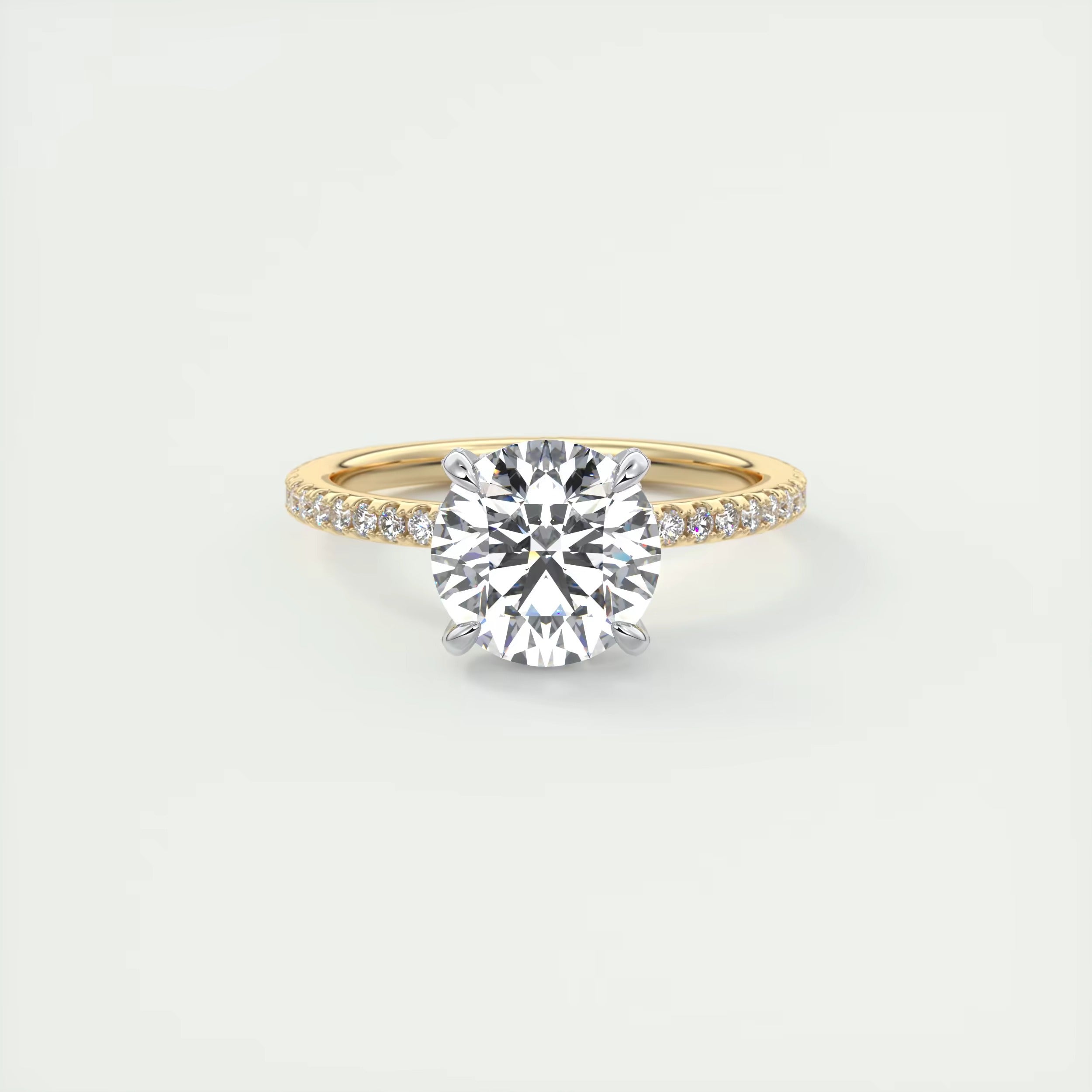 2.40 Ct The Glitter bomb Classic Round Center Pavé Encrusted Rings