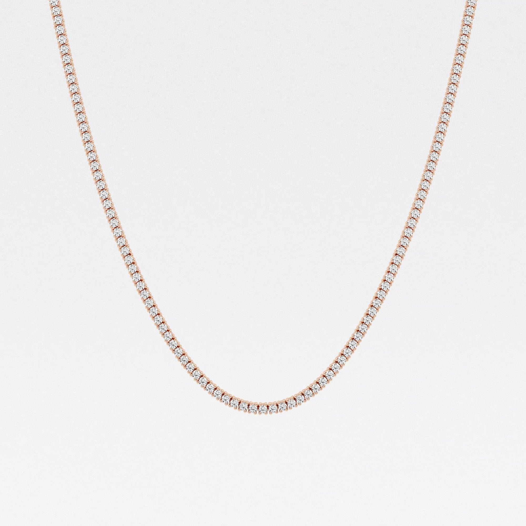 12.50 Ct Round Lab Grown Diamond Four Prong Tennis Fashion Necklace