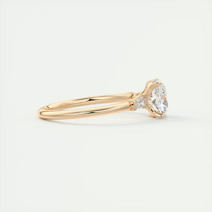 2.15 Ct Plunge Three Stone Cushion - Cushion Plunge Engagement Rings