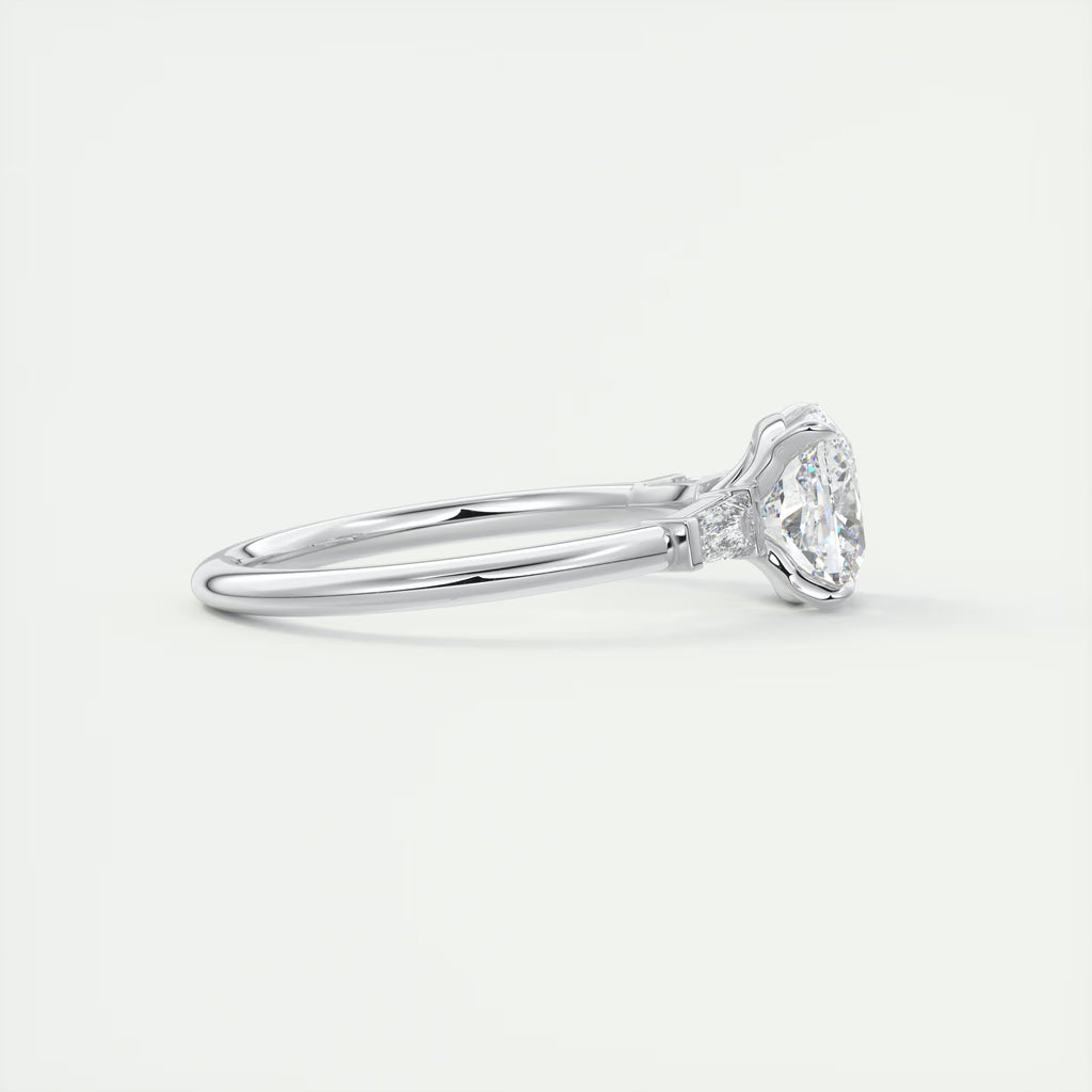 2.15 Ct Center Stone Stone Cushion - Side Stone Baguette Plunge Engagement Rings