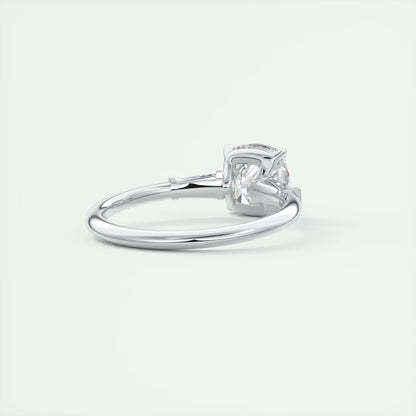 2.15 Ct Plunge Three Stone Cushion - Cushion Plunge Engagement Rings