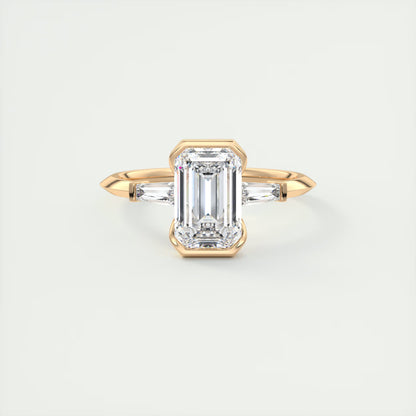 2.30 Clutch Three Stone Emerald - Half Bezel Three Stone Engagement Rings