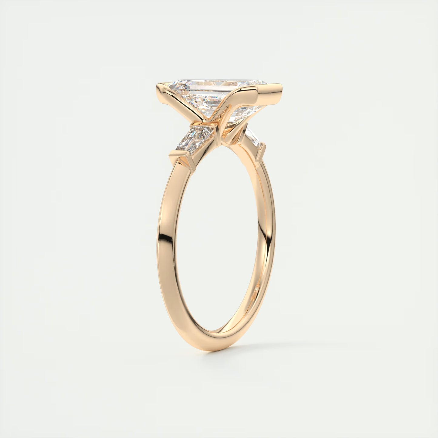 2.30 Clutch Three Stone Emerald - Half Bezel Three Stone Engagement Rings