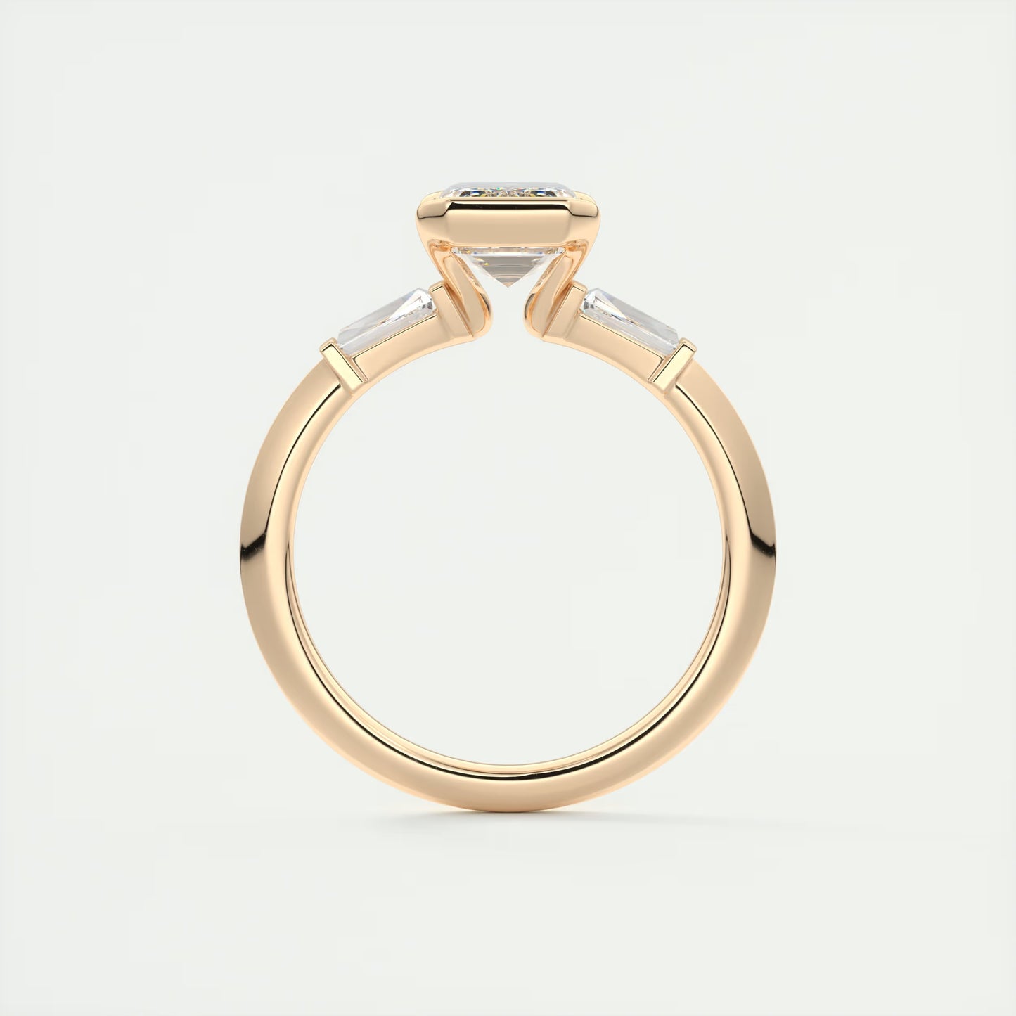 2.30 Clutch Three Stone Emerald - Half Bezel Three Stone Engagement Rings
