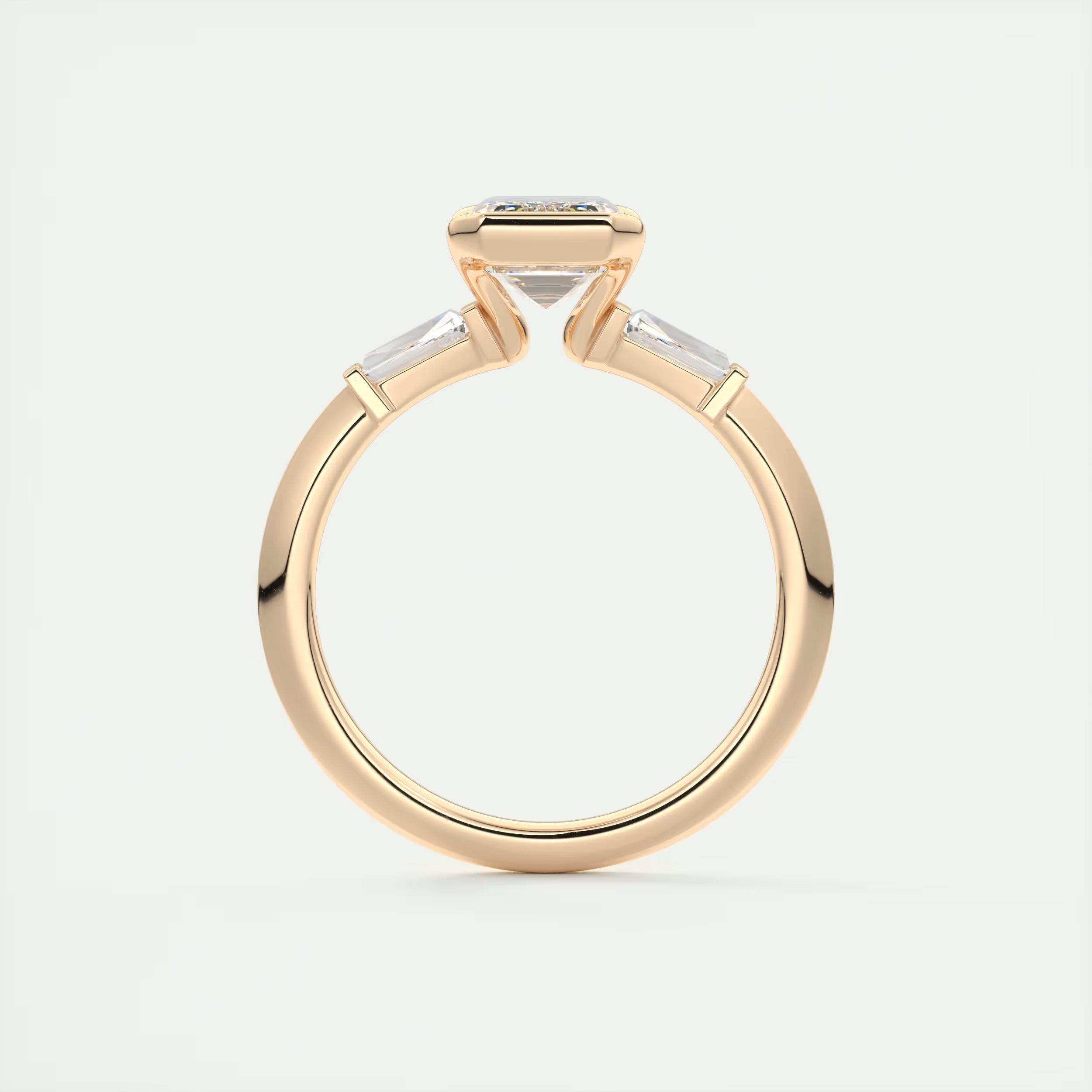 2.30 Center Stone Emerald - Half Bezel Side Stone Tap Baguette Engagement Rings