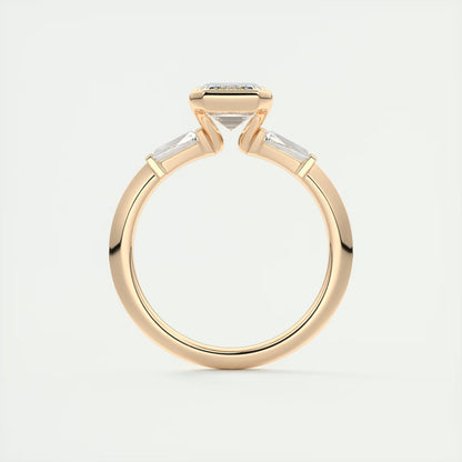 2.30 Clutch Three Stone Emerald - Half Bezel Three Stone Engagement Rings