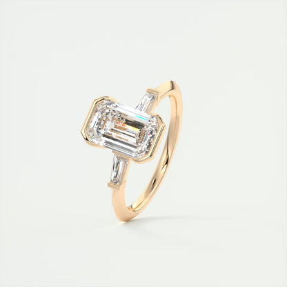 2.30 Clutch Three Stone Emerald - Half Bezel Three Stone Engagement Rings