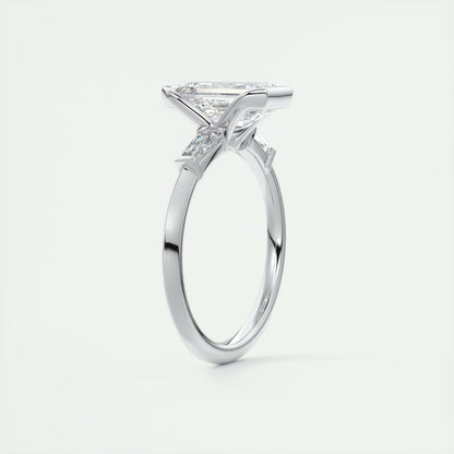 2.30 Clutch Three Stone Emerald - Half Bezel Three Stone Engagement Rings