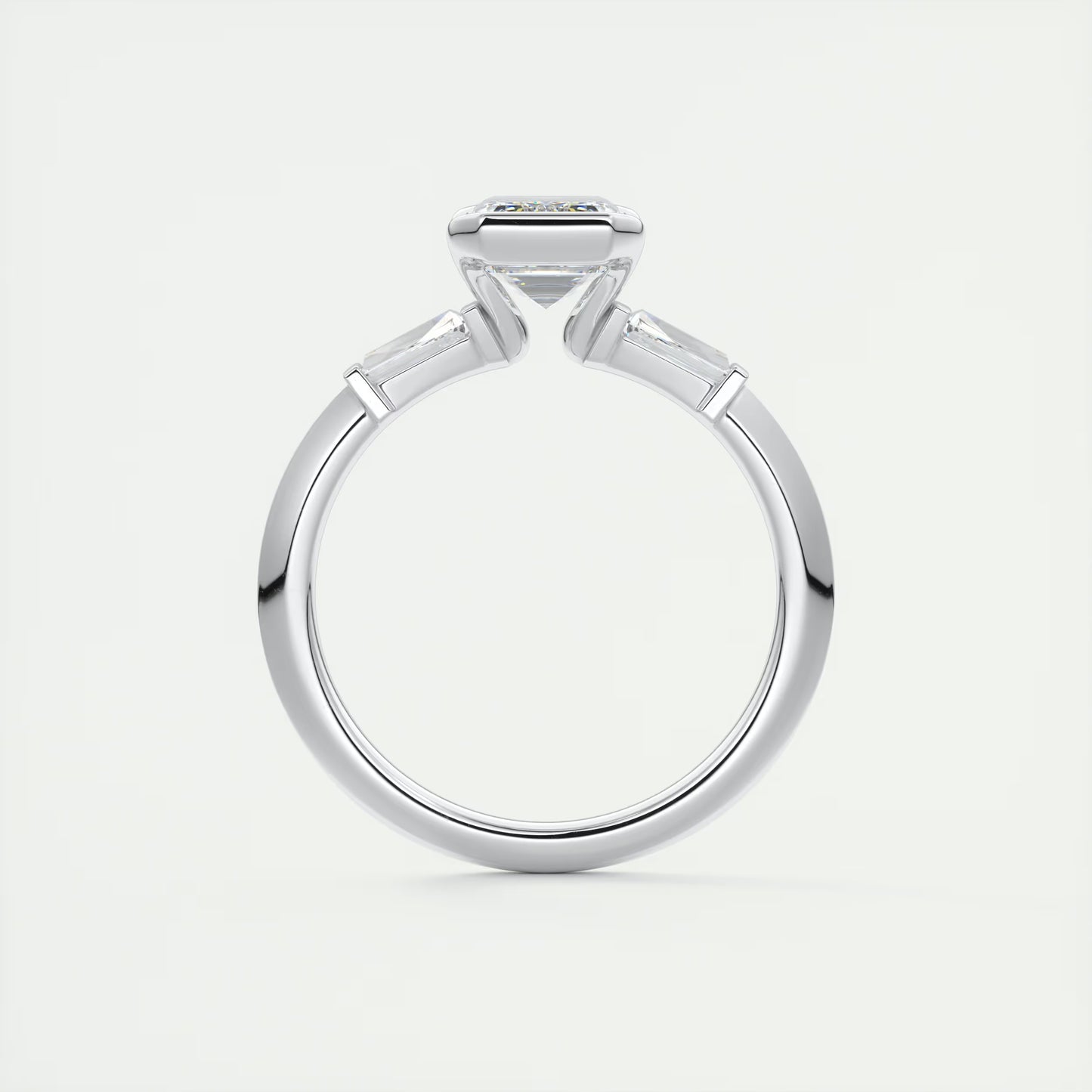 2.30 Clutch Three Stone Emerald - Half Bezel Three Stone Engagement Rings