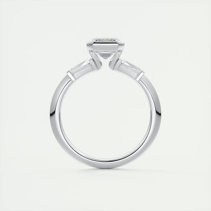 2.30 Clutch Three Stone Emerald - Half Bezel Three Stone Engagement Rings
