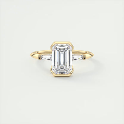 2.30 Clutch Three Stone Emerald - Half Bezel Three Stone Engagement Rings