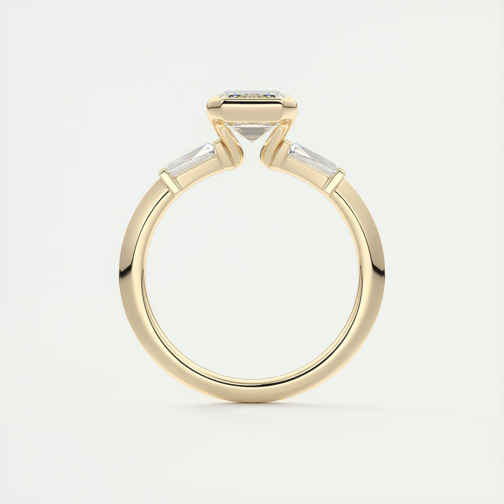 2.30 Center Stone Emerald - Half Bezel Side Stone Tap Baguette Engagement Rings