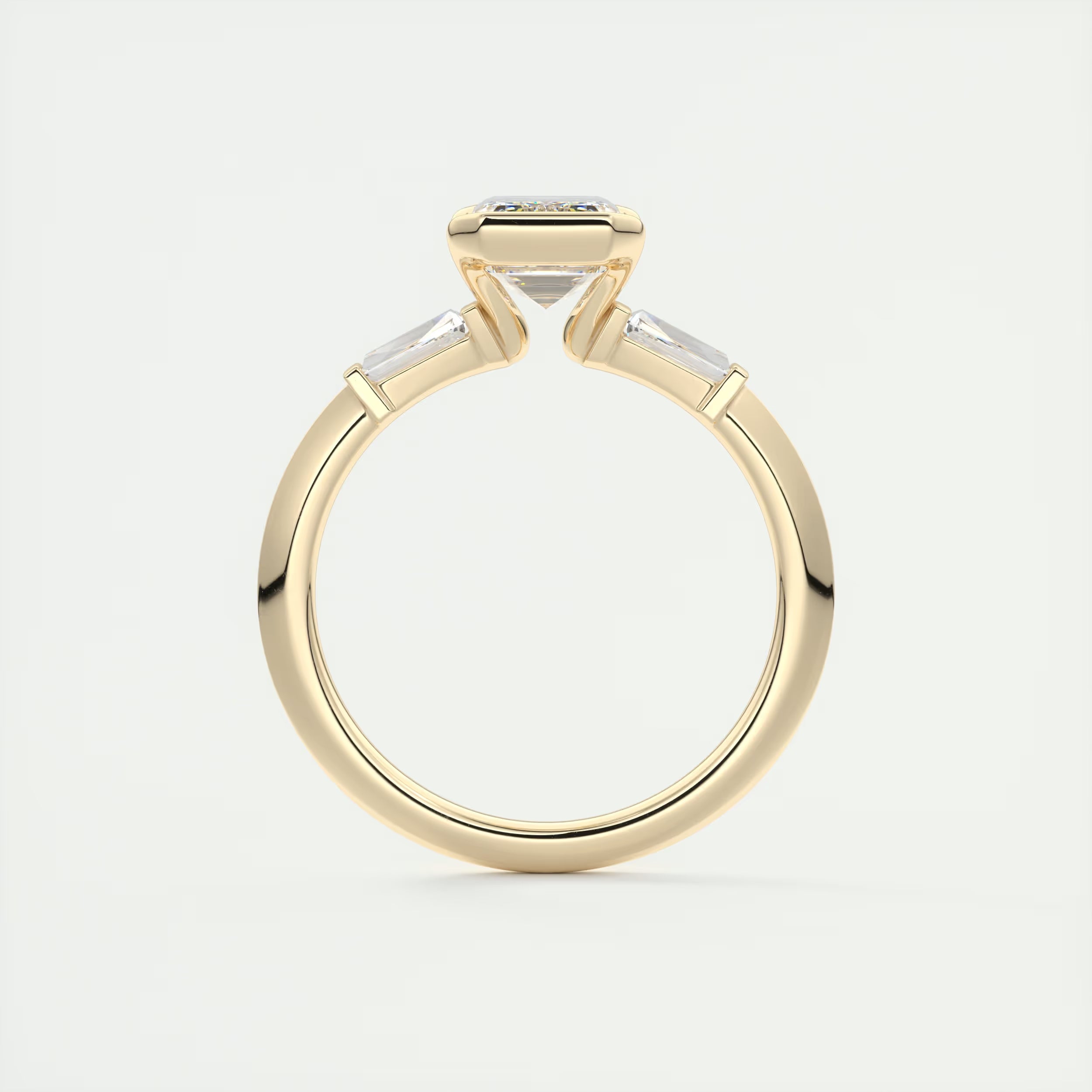 2.30 Center Stone Emerald - Half Bezel Side Stone Tap Baguette Engagement Rings