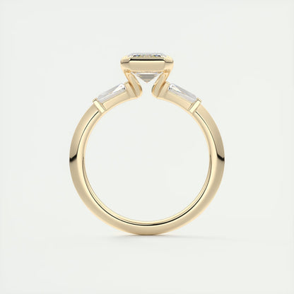 2.30 Clutch Three Stone Emerald - Half Bezel Three Stone Engagement Rings