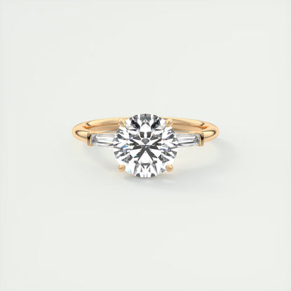 2.15 Ct Plunge Round Plunge Three Stone Engagement Rings