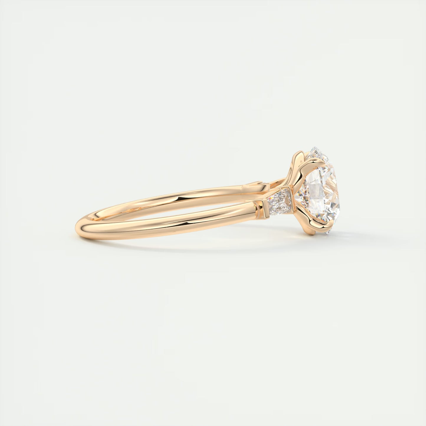 2.15 Ct Plunge Round Plunge Three Stone Engagement Rings