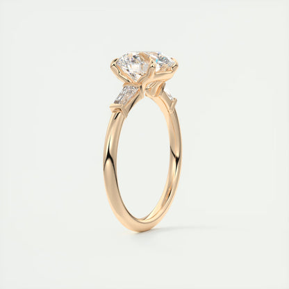 2.15 Ct Plunge Round Plunge Three Stone Engagement Rings