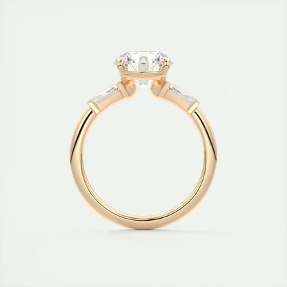 2.15 Ct Plunge Round Plunge Three Stone Engagement Rings