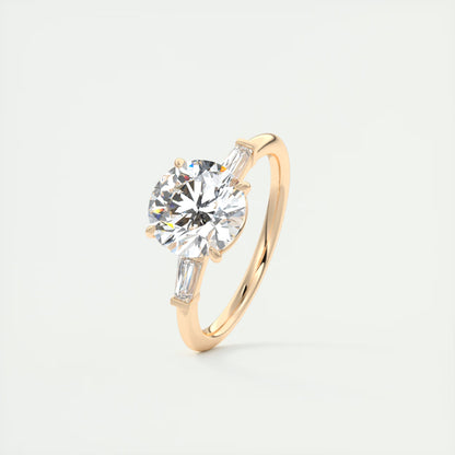 2.15 Ct Plunge Round Plunge Three Stone Engagement Rings